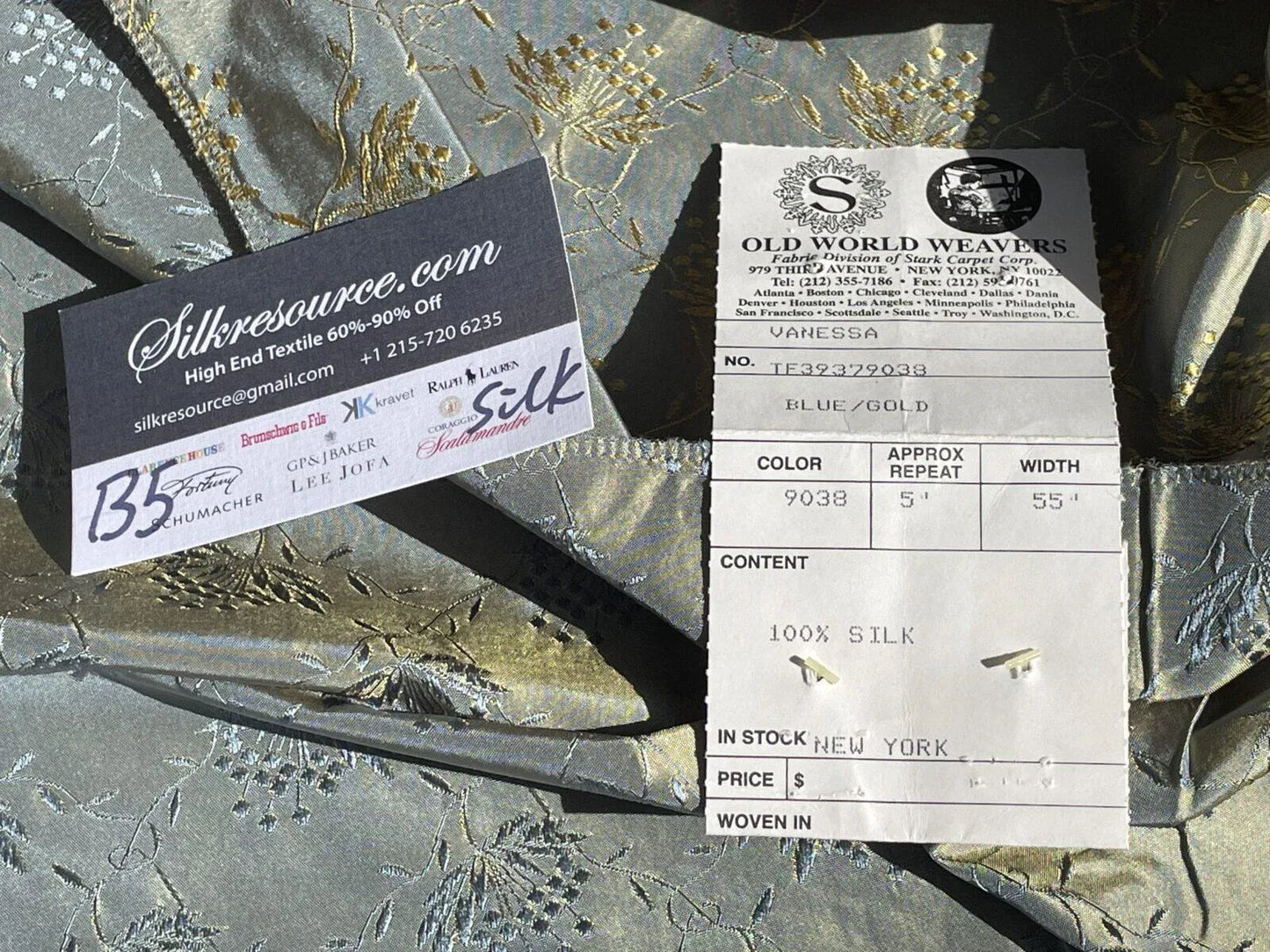 26 Berkbox5 Scalamandre Silk Square Vanessa Blue Gold MSRP USD 288/Y