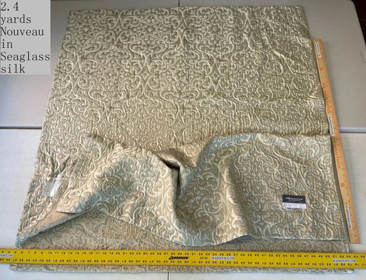 11 Boxr 2.4yds Highland Court Nouveau In Seaglass Quilted Silk Tapestry MSRP About $300/y