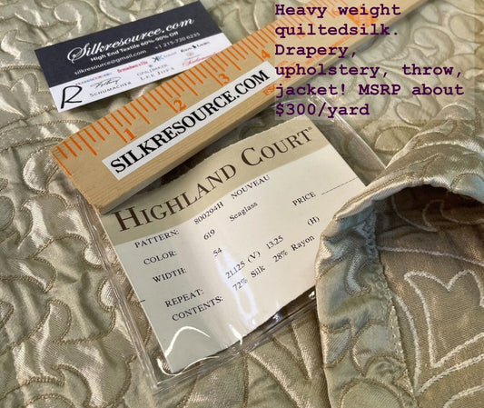 11 Boxr 2.4yds Highland Court Nouveau In Seaglass Quilted Silk Tapestry MSRP About $300/y