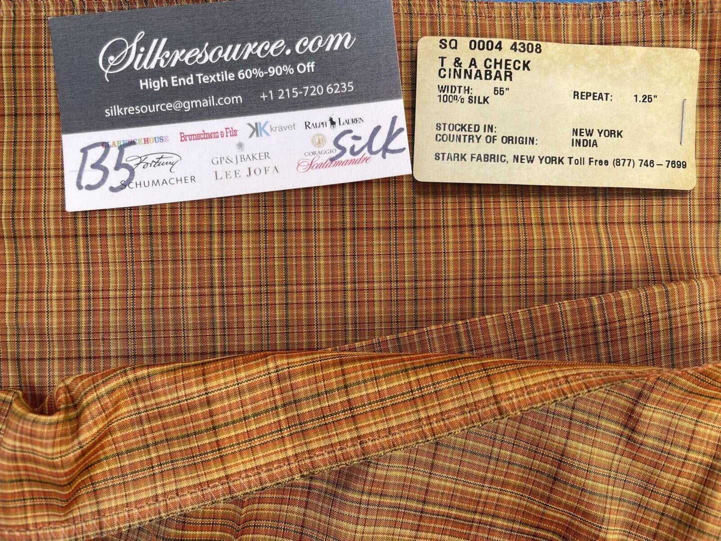 28 Berkbox5 Scalamandre Silk Square T & A Check Cinnabar
