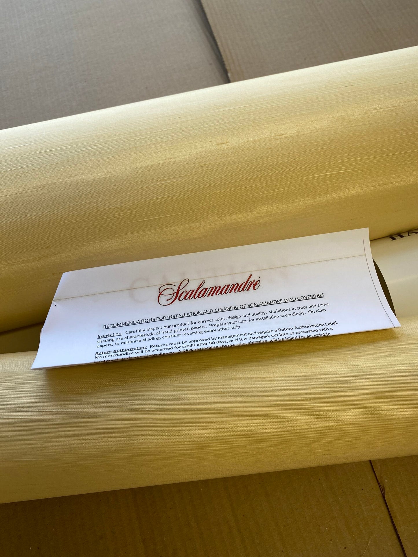 By yard Scalamandre Silk Walls Banana Wallpaper Silk on Paper Trimmed Plain Solid Texture MSRP USD 130/yard