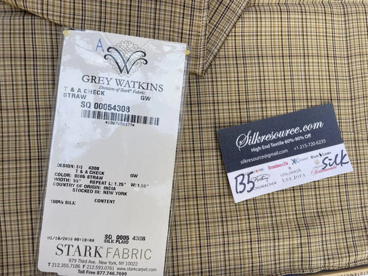 40a Berkbox5 Scalamandre Silk Square T & A Check Staw