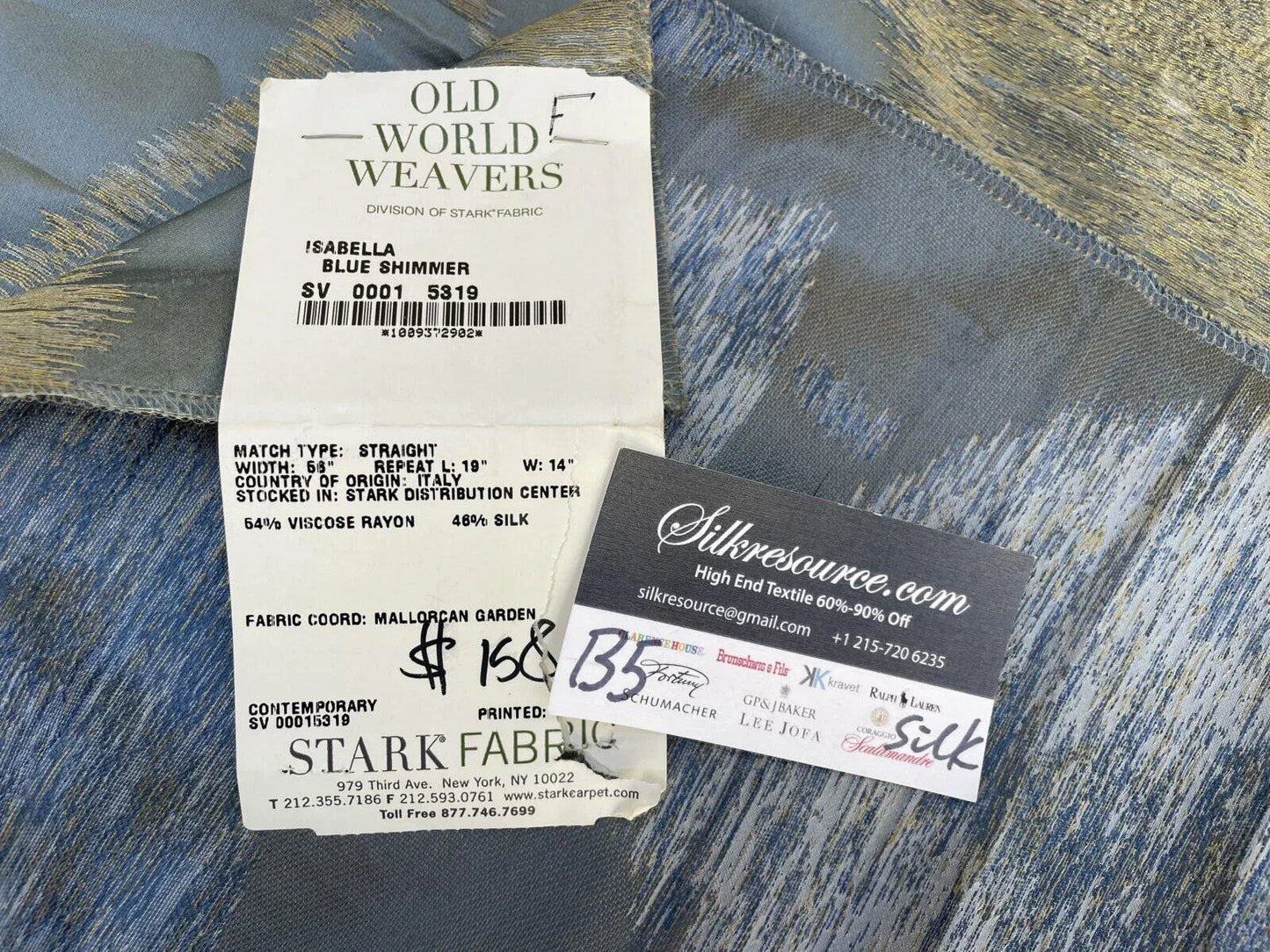 1F Berkbox5 Scalamandre Silk Square Isabella Blue Shimmer MSRP USD428/y