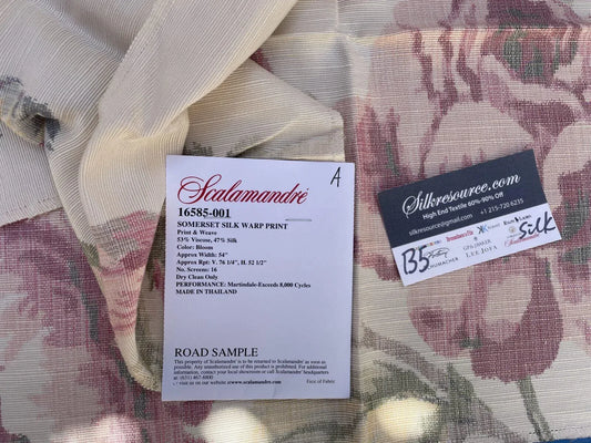 47a Berkbox5 Scalamandre Silk Square Somerset Silk Warp Print Bloom MSRP USD702/Y