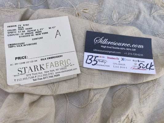 51a Berkbox5 Scalamandre Silk Square Embroidery Stark Fabric Ivory