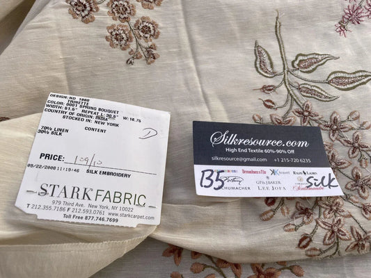 52d Berkbox5 Trinette 27×33 Scalamandre Silk Square Embroidery Beige Spring Bouquet MSRP USD 408/Y