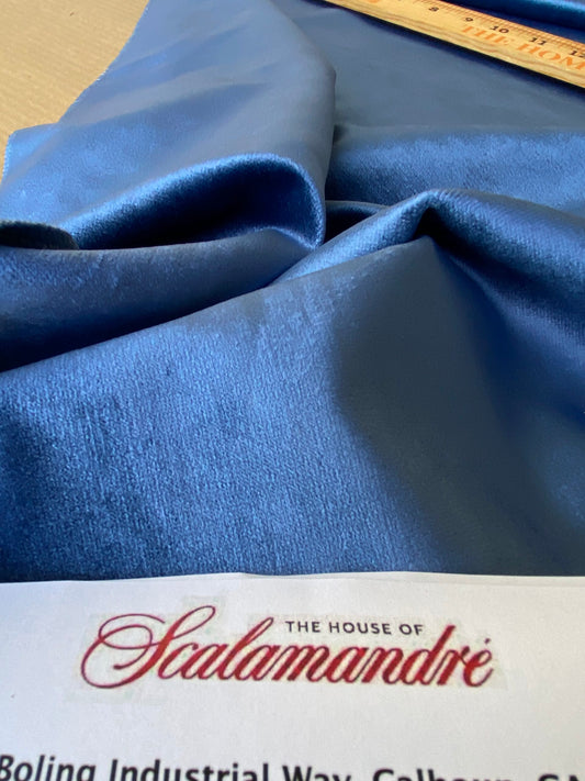 Scalamandre High End Velvet Panel by Old World Weavers Velvet Blue Plain Solid Viscose Pile 2.1yards x 27" wide MSRP USD300+/y