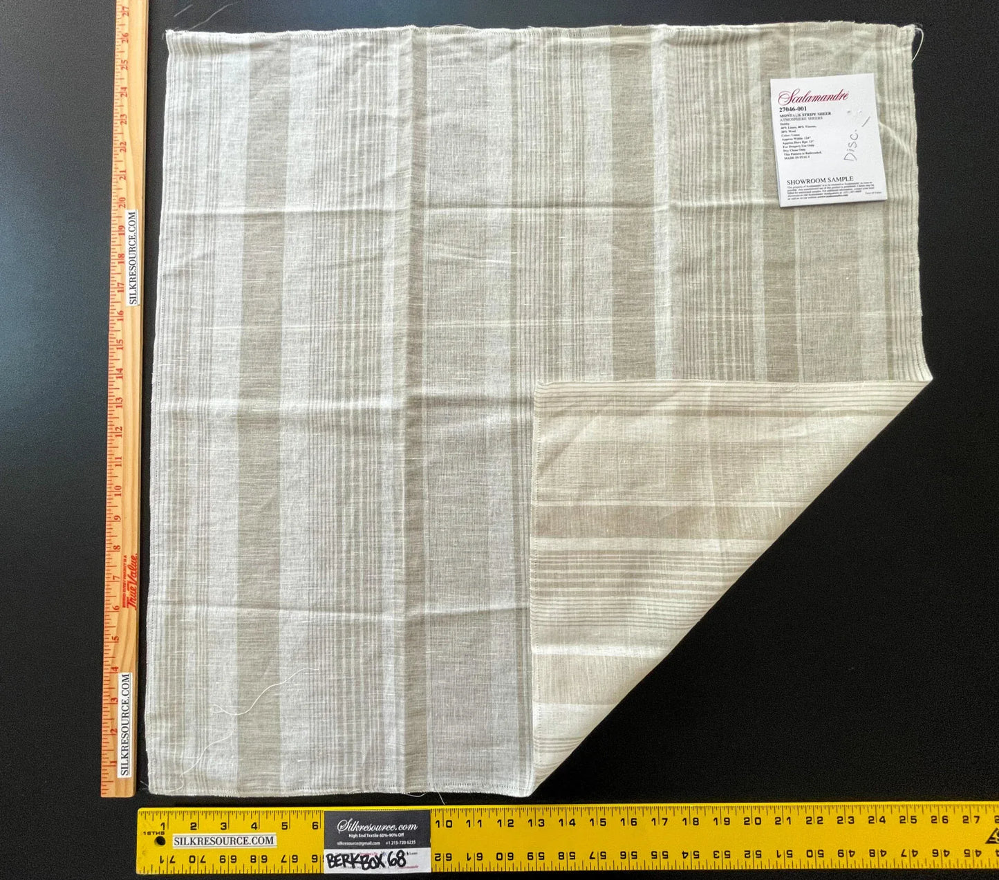 49 Berkbox68 26"x26" Scalamandre MONTAUK STRIPE SHEER Linen Beige Atmosphere Sheers