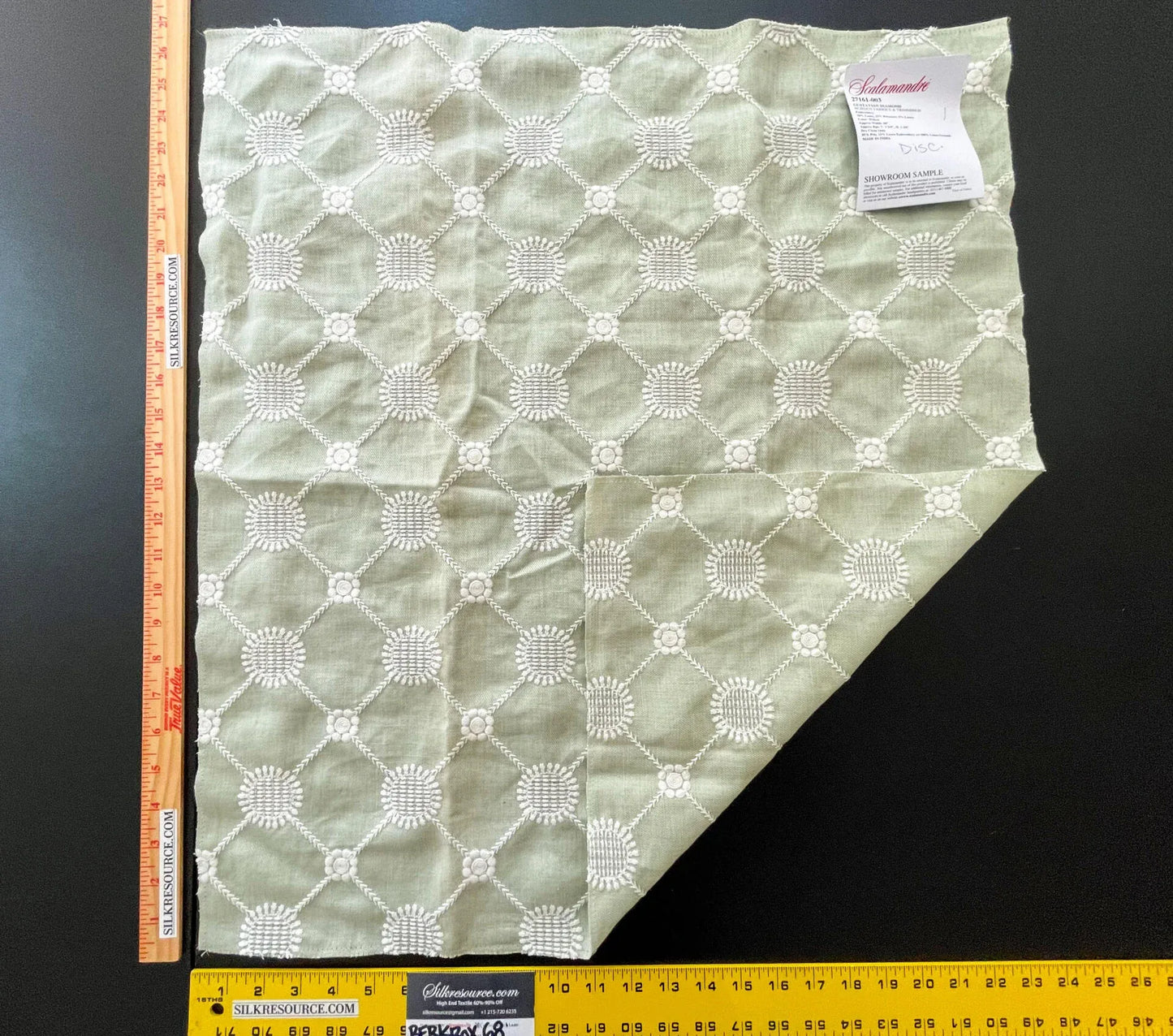 52 Berkbox68 27"x25" Scalamandre GUSTAVIAN DIAMOND Willow Olive Green Embroidery