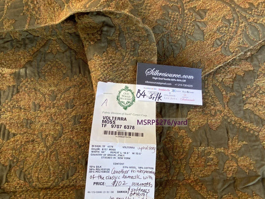 12a Berkbox4 Scalamandre Silk Square Volterra Moss 25” wide 34” long