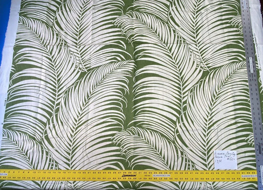 1.9yds Kravet Barclay Butera Bacularia Palms Tropical Foliage Green White Linen MSRP USD 129/Y