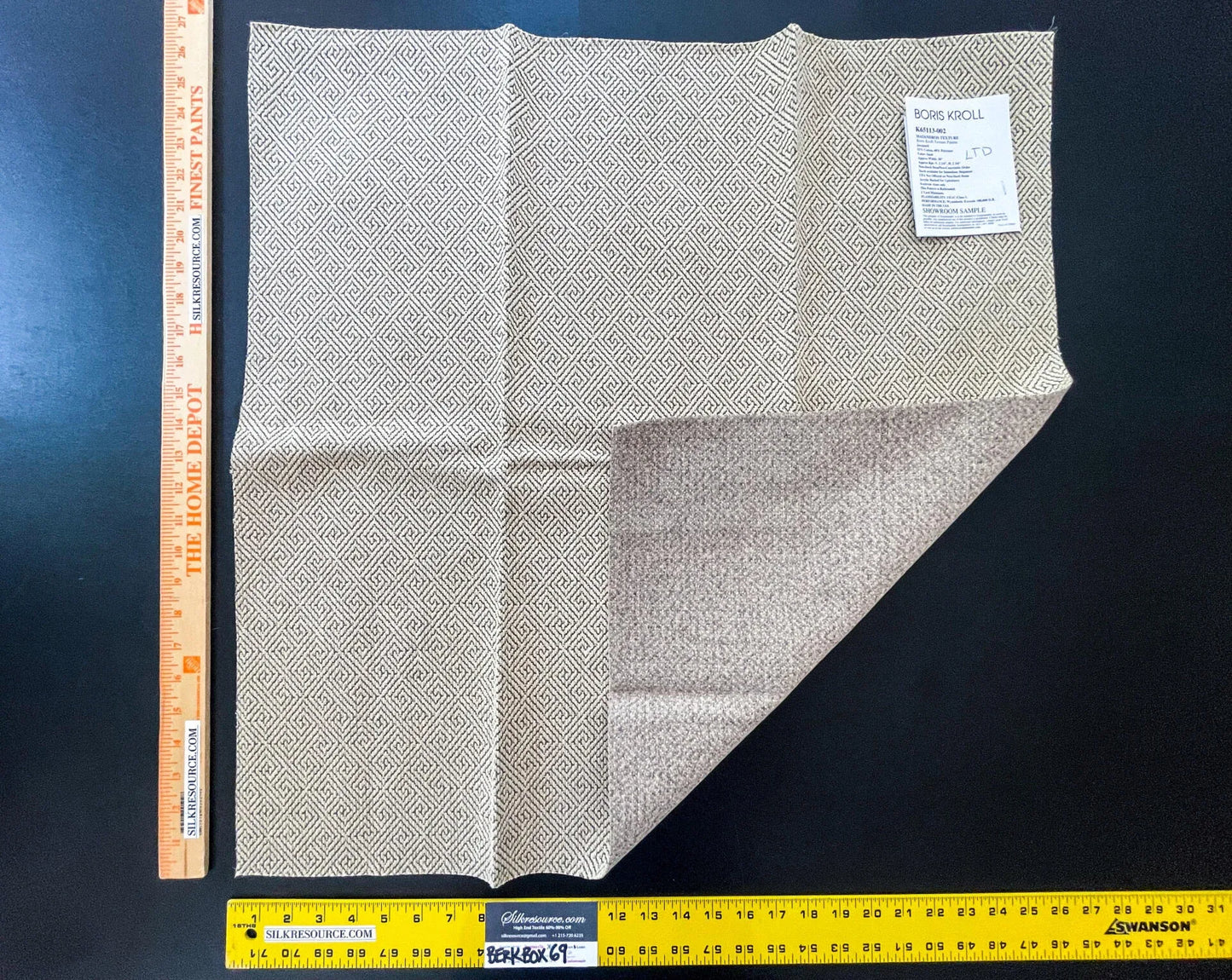 43 Berkbox69 27″x27″ Square Scalamandre MAIANDROS TEXTURE SAND Beige Greek Key Small Scale