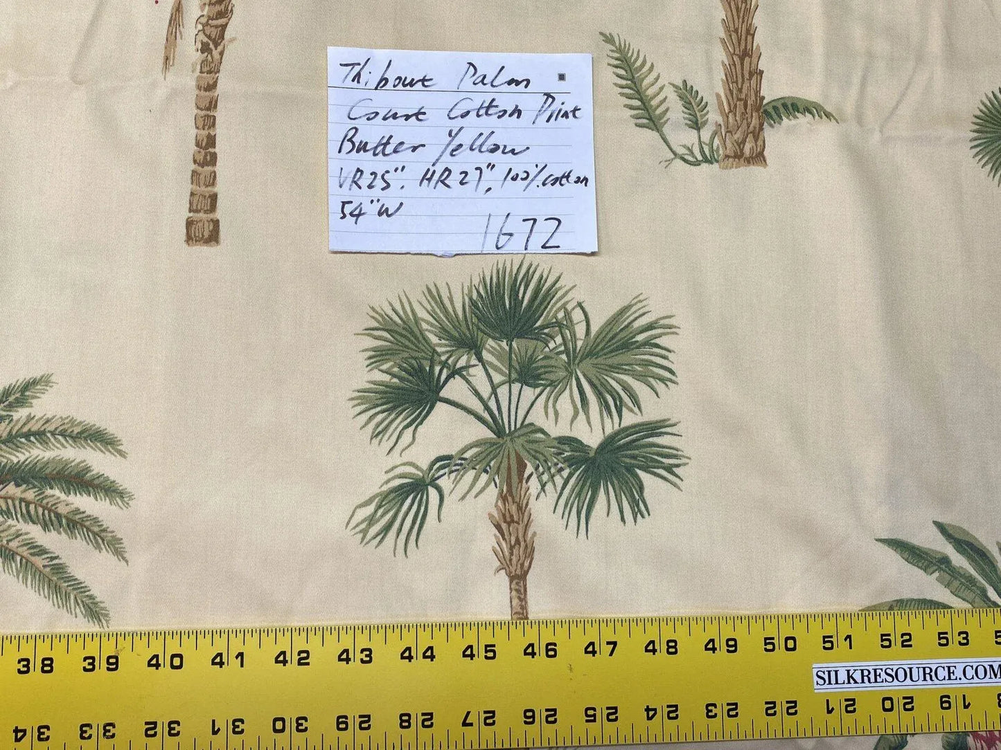 5y Thibaut Palm Court Cotton Print In Butter Yellow Tropical Tree Foliage The Gazebo Collection