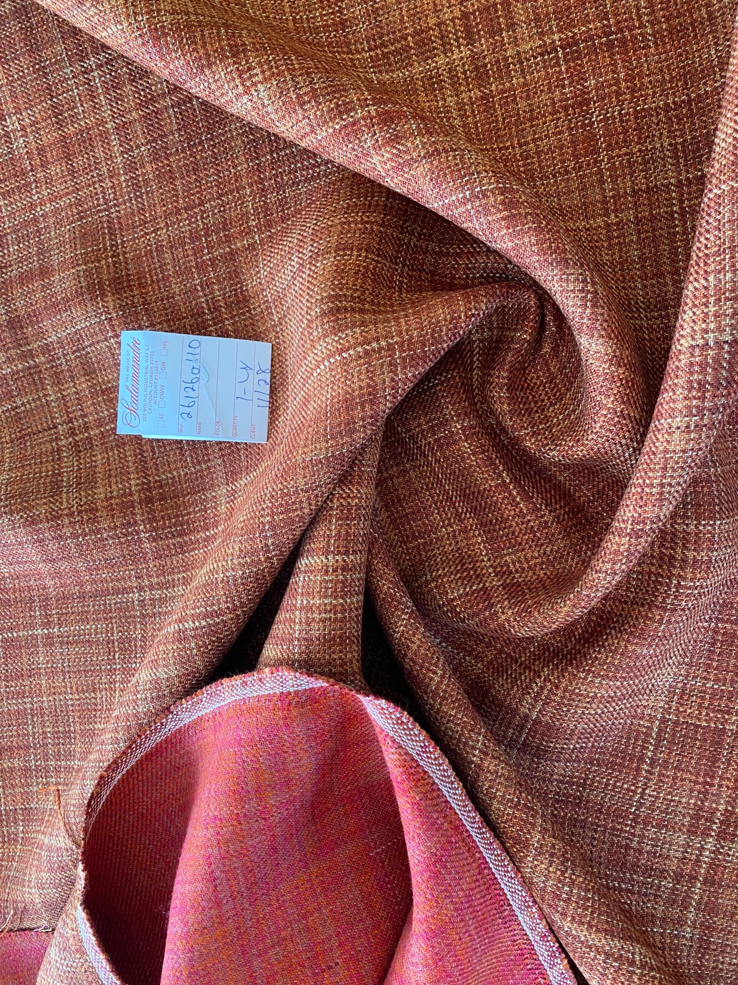 1y Scalamandre Flip Spice Red Strie Texture Solid MSRP USD190/y