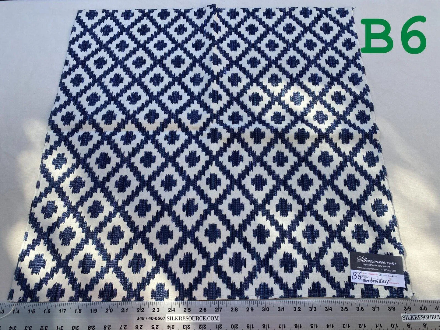 1 Berkbox6 Scalamandre Embroidery Square Deep Blue Diamond On White