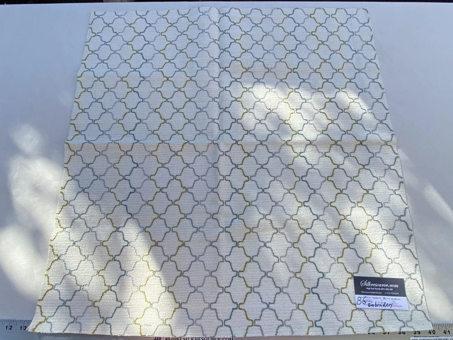 2 Berkbox6 Scalamandre Embroidery Square Blue Green Stitch Diamond