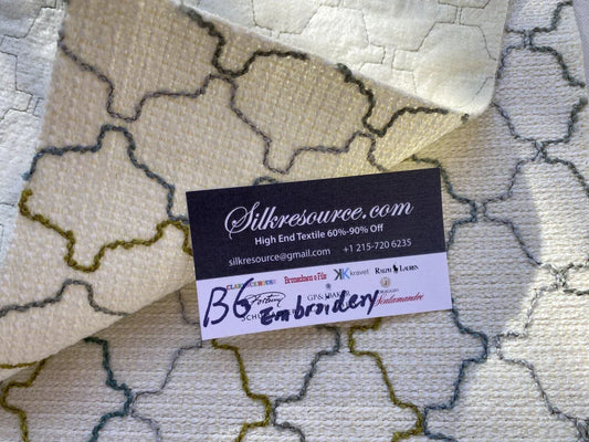 2 Berkbox6 Scalamandre Embroidery Square Blue Green Stitch Diamond