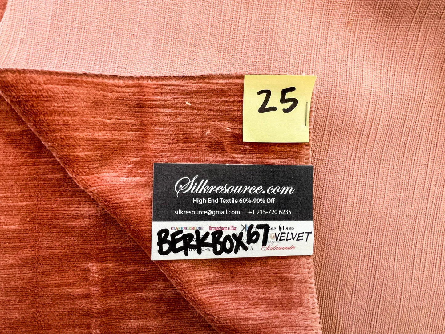 25 Berkbox67 28x 28" Square Scalamandre Velvet Orange Plains Texture