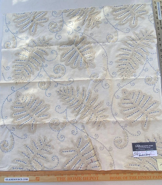 6b Berkbox6 Scalamandre Embroidery Square Fossils Blue MSRP USD 372/Y