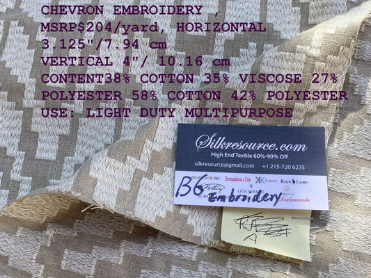 10a Berkbox6 Scalamandre Embroidery Square Chevron Embroidery Grey MSRP USD 204/Y
