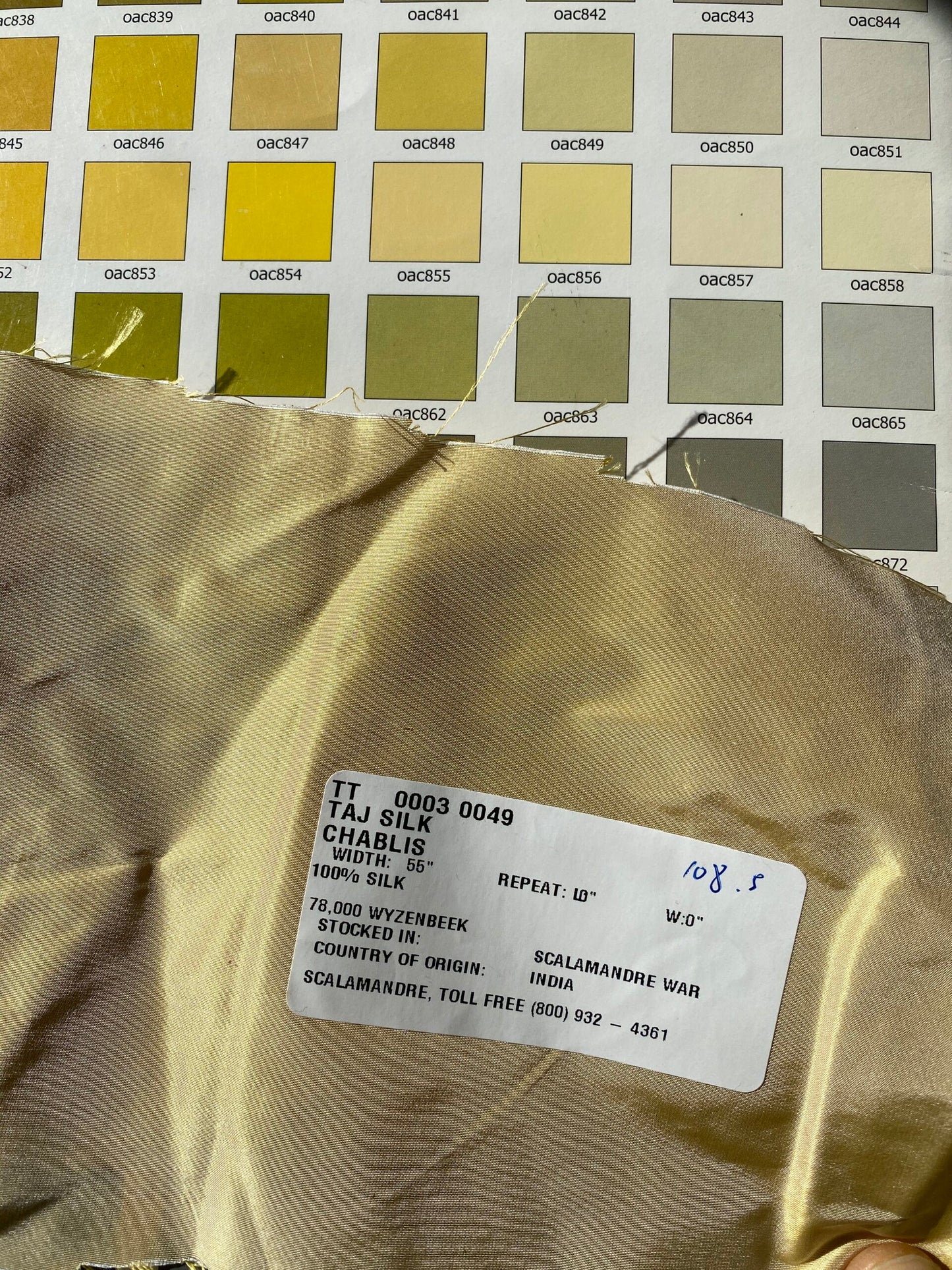 Scalamandre Taj Silk Chablis Plain Solid Gold Silk Taffeta Butter Yellow w Frost MSRP USD 200+/y