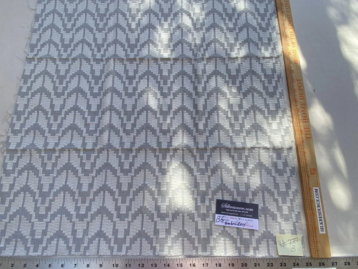 13a Berkbox6 Scalamandre Embroidery Square Chevron Embroidery Taupe 27103-4 MSRP USD 204/Y