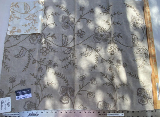 12c Berkbox6 Scalamandre Embroidery Square Kamala Taupe Crewel Floral 25x33" MSRP USD 364/Y (copy) (copy) (copy)