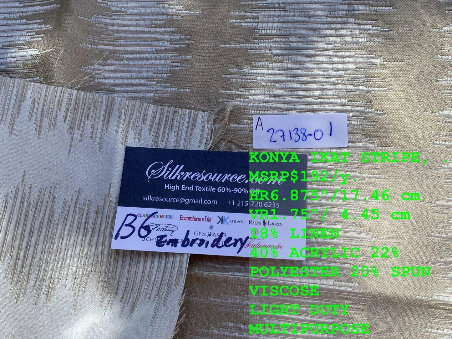 14a Berkbox6 Scalamandre Embroidery Square Konya Ikat 27138-01 MSRP USD 192/Y