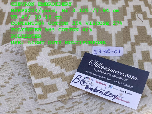 15 Berkbox6 Scalamandre Embroidery Square 27103-01 Chevron Embroidery MSRP USD 204/yard