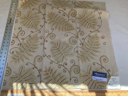 19b Berkbox6 Scalamandre Embroidery Square Fossils Brown On Beige MSRP USD 372/Y