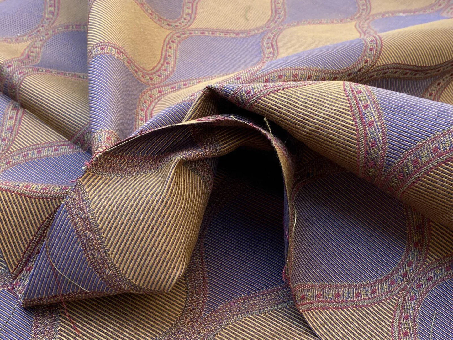 Scalamandre Byzantium Blueberry Arabisque Hourglass Jacquared Purple Gold MSRP USD 172/Y