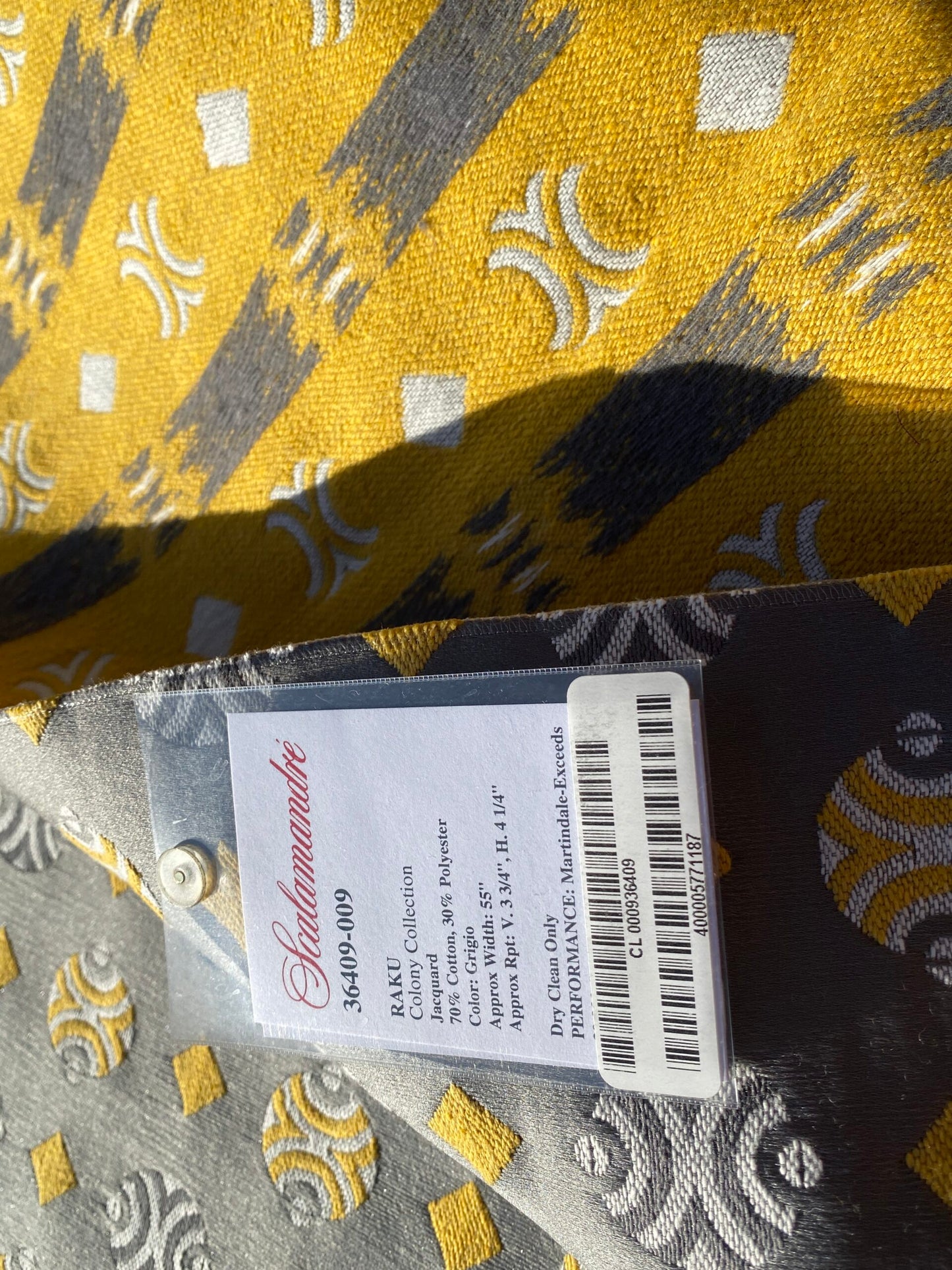 2 Berkbox103 Square Scalamandre Colony Collection Raku Grigio Gray Yellow Geometric Small Scale