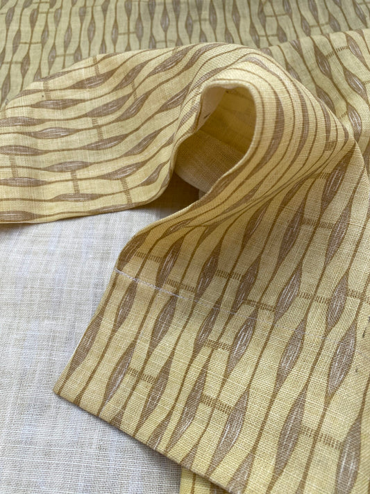 2 BerkBox94 Raoul Textile Line Hand Print Made in US Anton Stripe Small Scale Yellow Beige Bamboo 1.5Y MSRP $300+/y