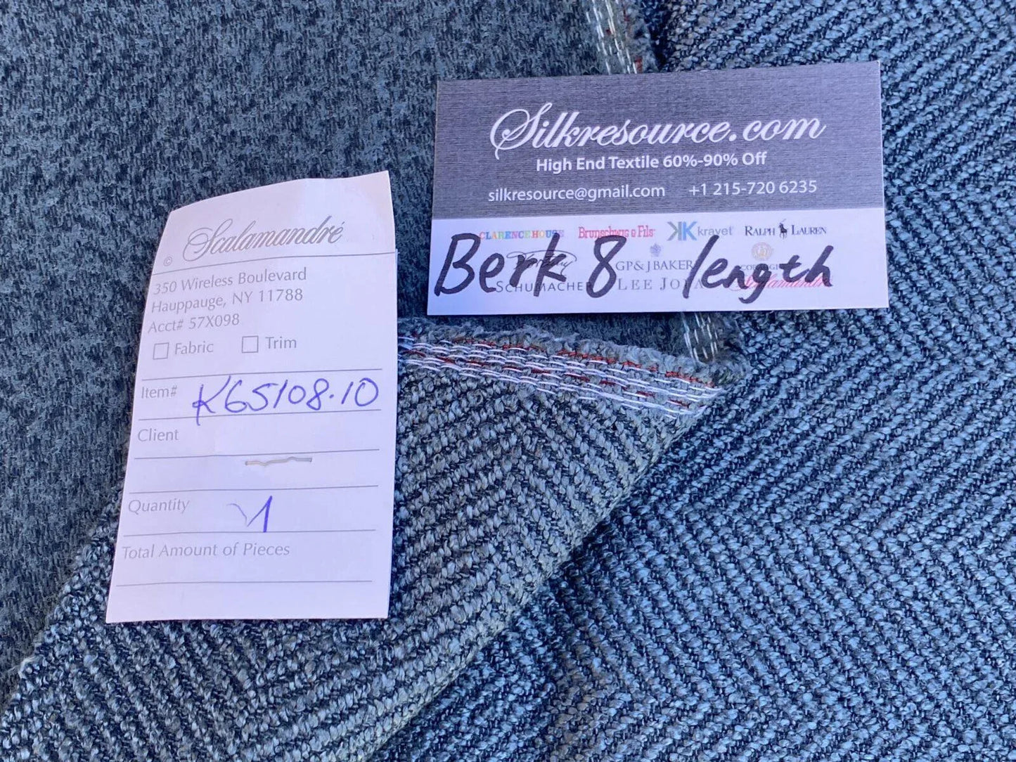 15 Berkbox8 Length Scalamandre 1 Yard+ Savile Herringbone from Boris Kroll Chevron Herringbone heavy duty K65108 Blue