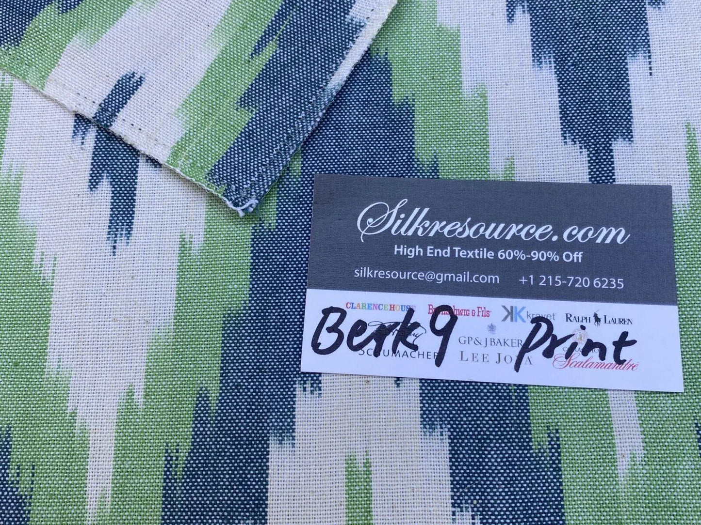 9 Berkbox9 Length Scalamandre Print 27x27 Inches Green, Blue And White Pattern
