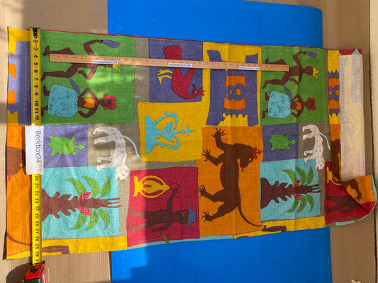 13 BerkBox94 Raoul Textile Line Hand Print Made in US Kids Nursery Animals Human Print Multi Color MSRP $300+/y