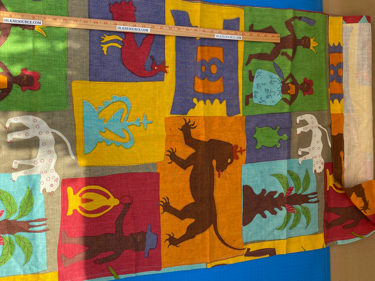 13 BerkBox94 Raoul Textile Line Hand Print Made in US Kids Nursery Animals Human Print Multi Color MSRP $300+/y