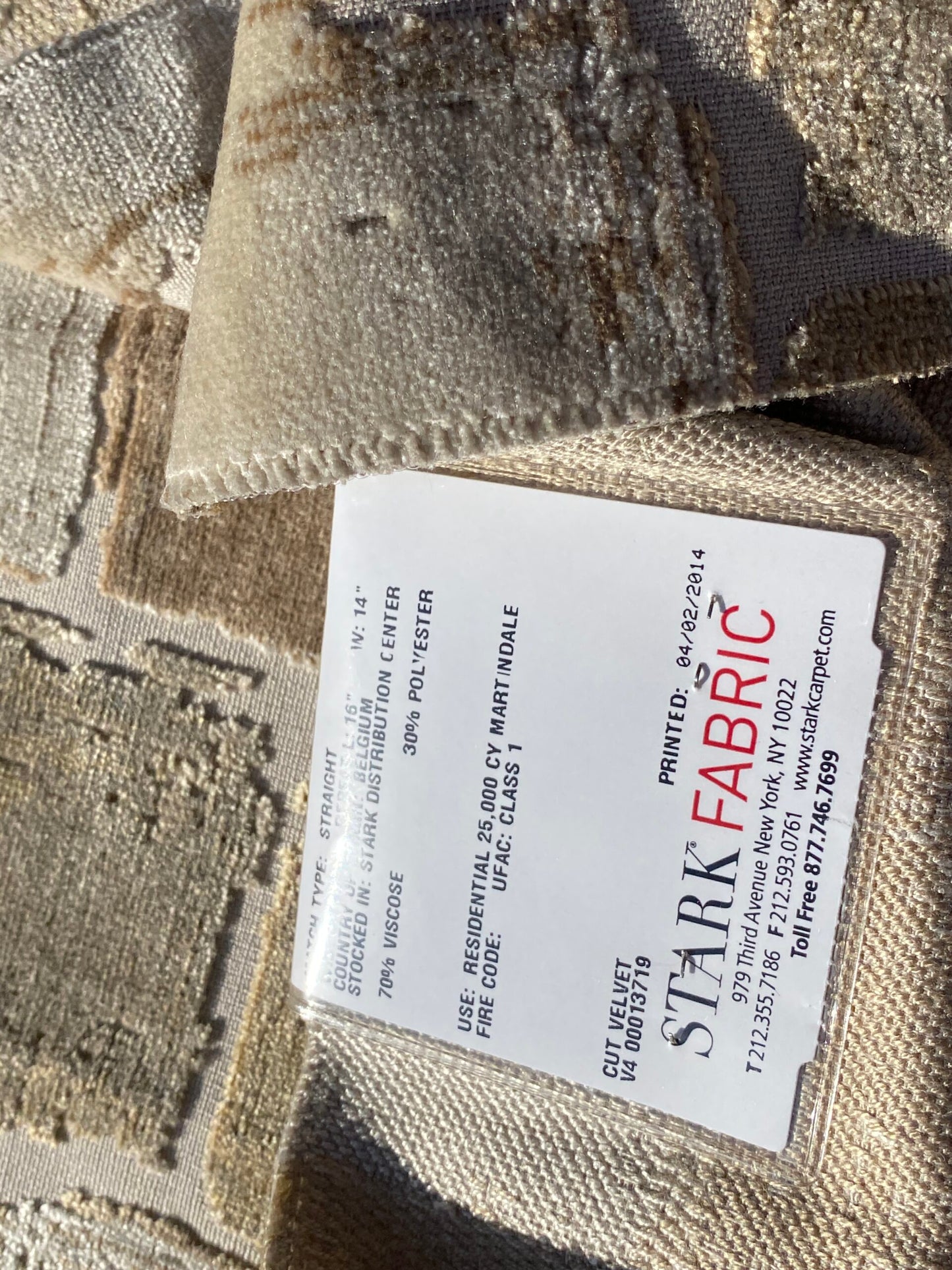 3 Berkbox104 Square Scalamandre Castellina Travertine Cut Velvet Brown Abstract Geometric MSRP USD 296/y