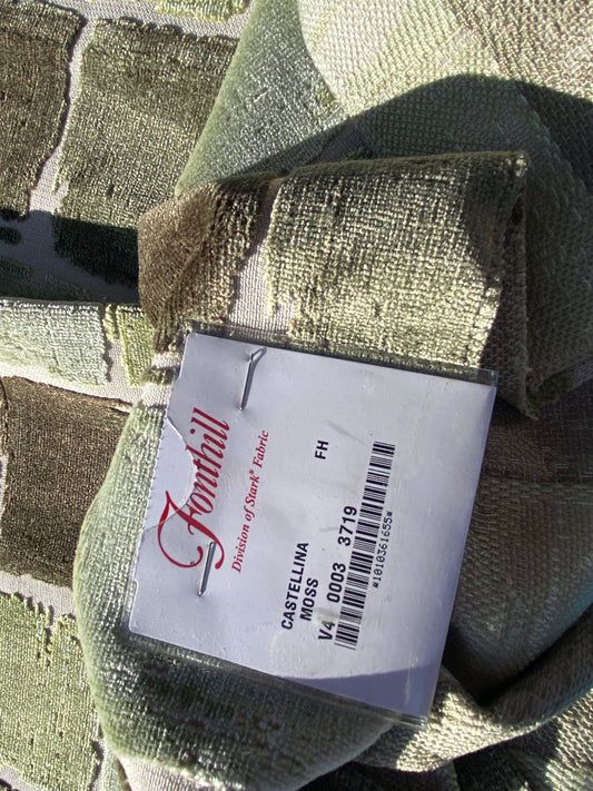 4 Berkbox104 Square Scalamandre Castellina Moss Cut Velvet Green Abstract Geometric MSRP USD 296/y