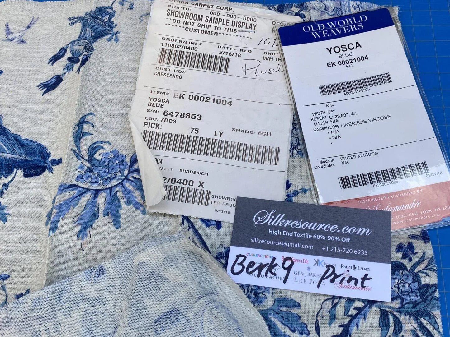 12 Berkbox9 Length Scalamandre Print 27x27 Inches Yosca Blue