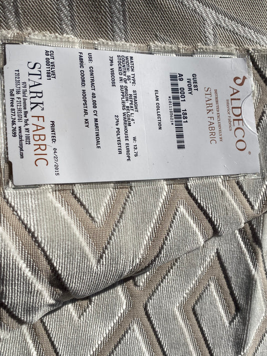 7 Berkbox104 Square Scalamandre Aldeco Guest Ivory Cut Velvet Geometric