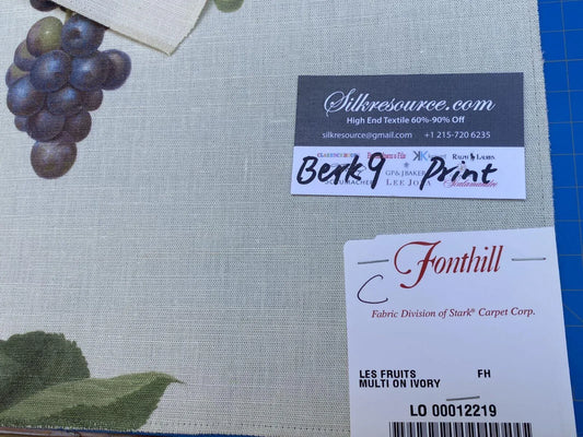 18c Berkbox9 Length Scalamandre Print 34"L x 27" W Les Fruits Multi On Ivory