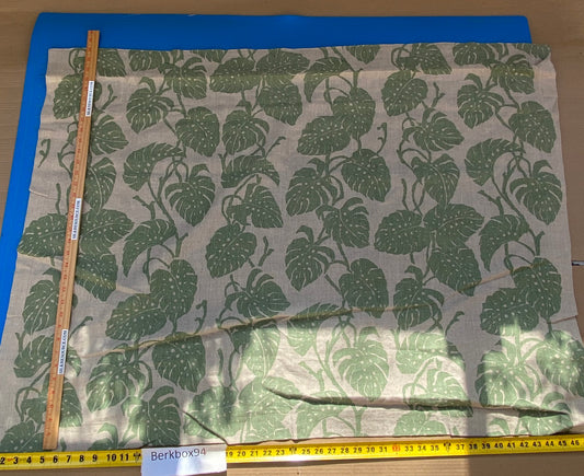 17 BerkBox94 Raoul Textile Line Hand Print Made in US Tropical Print Green White MSRP $300+/y