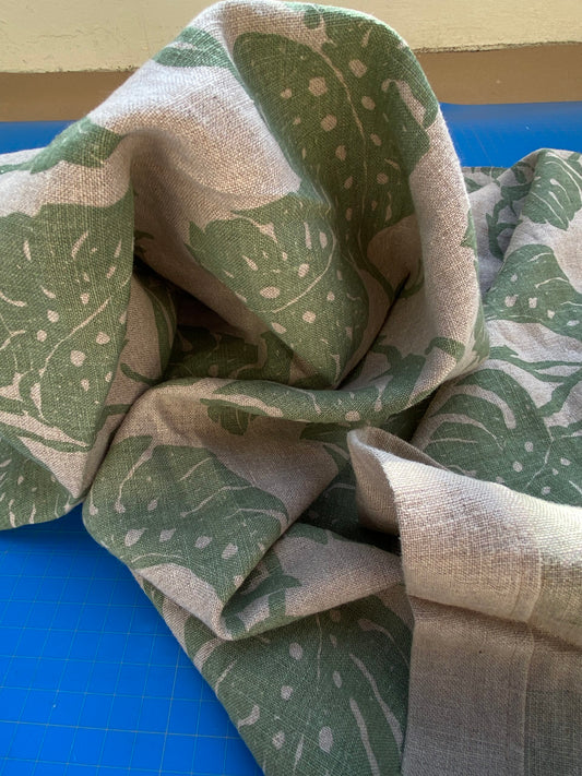 17 BerkBox94 Raoul Textile Line Hand Print Made in US Tropical Print Green White MSRP $300+/y
