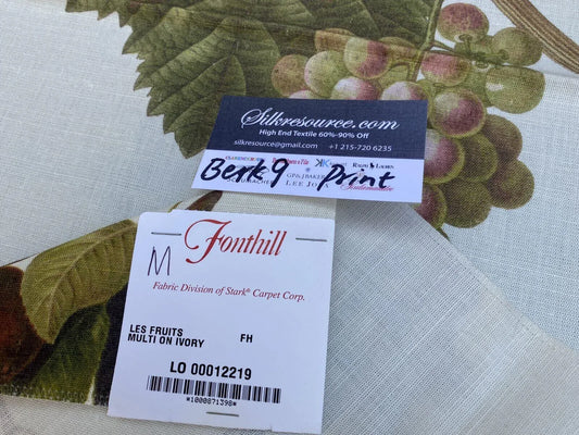 18m Berkbox9 Length Scalamandre Print 34"L x 27" W Les Fruits Multi On Ivory