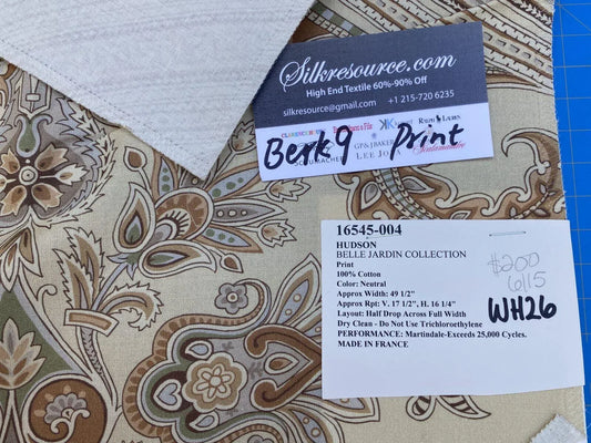 19 Berkbox9 Length Scalamandre Print 27x25 Inches Belle Jardin Collection Neutral