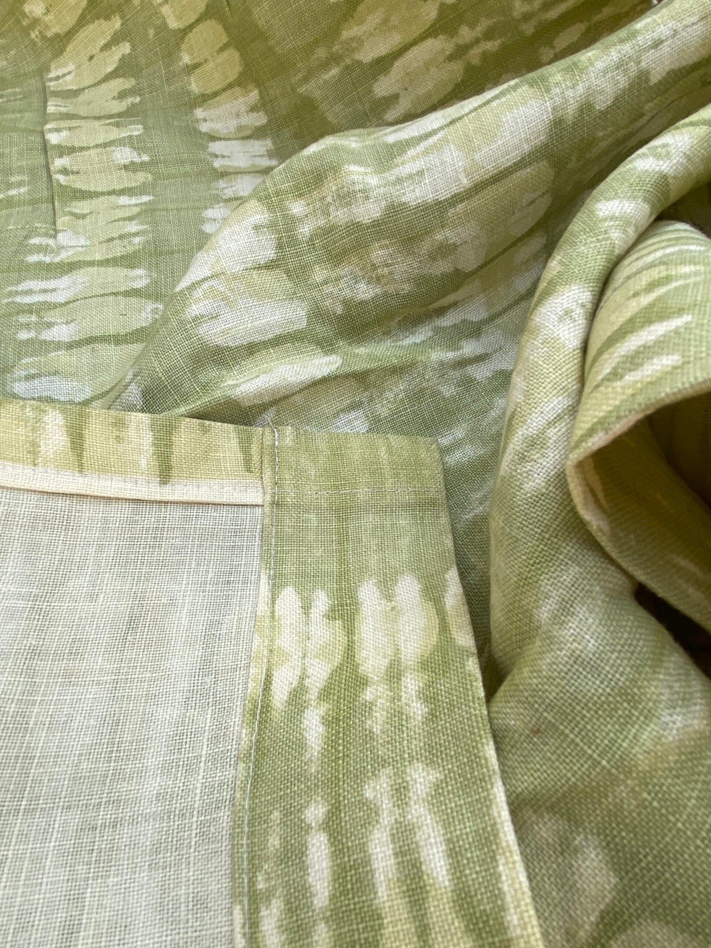 19 BerkBox94 Raoul Textile Line Hand Print Made in US Green Beige Stripe Small Scale MSRP $300+/y