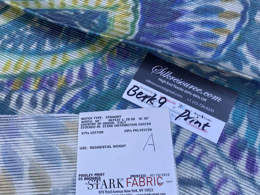 20a Berkbox9 Length Scalamandre Print 1 Yard X 26" Indra Aqua/multi Aztek Mayan Print Cotton MSRP USD 202/Y Heavy