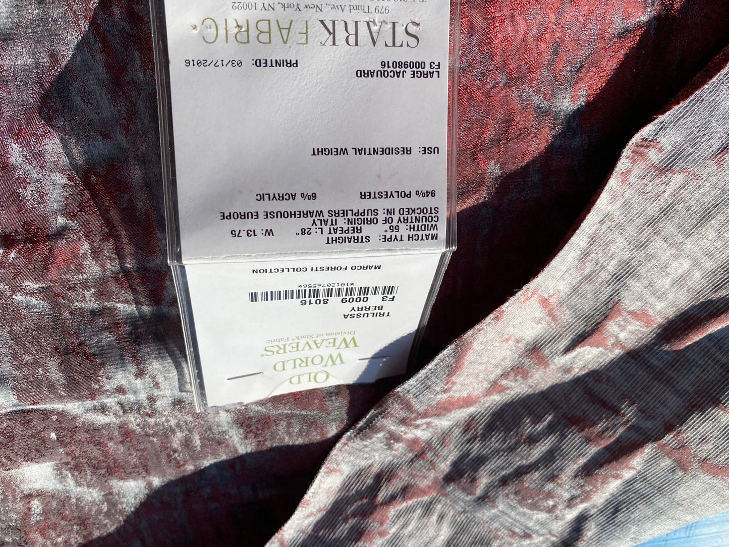 29 Berkbox104 Square Scalamandre Old World Weavers Berry Red Gray Abstract Jacquard