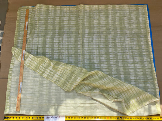 21 BerkBox94 Raoul Textile Line Hand Print Made in US Green Beige Stripe Small Scale 1.6Y X 48"W MSRP $300++/y
